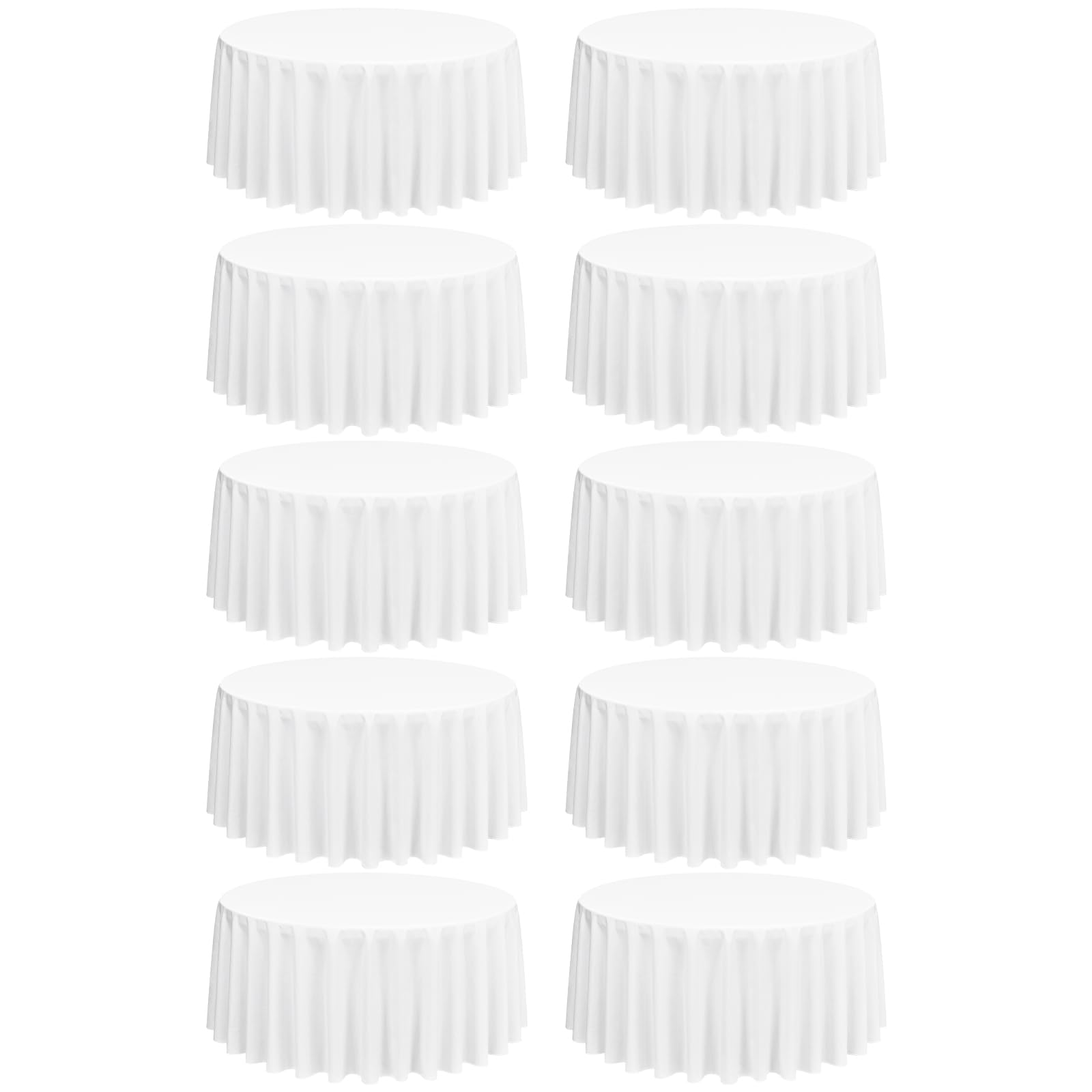 Lumaycens 10 Pack White Round Tablecloths,120 Inch Round Table Cloth Washable and Reusable Stain and Wrinkle Resistant Polyester Fabric for Wedding Party Banquet Camping Restaurant Decoration