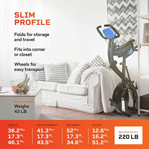 LifePro 3 in 1 Foldable Stationary Bike with Arm workout, Heartrate