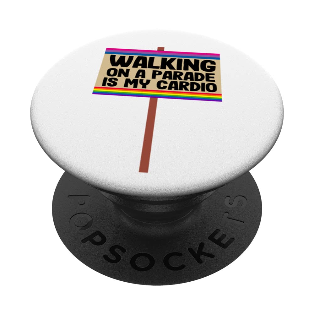 Walking On A Parade Is My Cardio Sign Bisexual LGBT Bi Pride PopSockets Swappable PopGrip