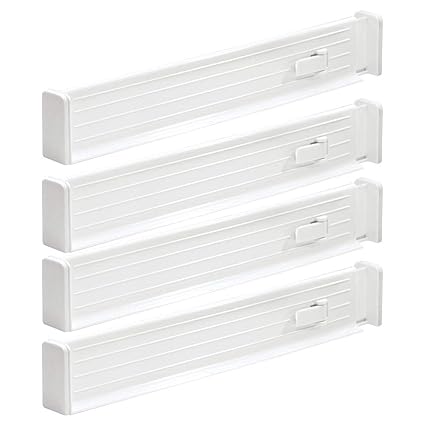 Set 4 Drawer Dividers White Clip Locked Expandable Kitchen Bedroom