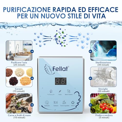 Ozone Generator, Air Purifier Deodorant for 5-30㎡, Multifunctional Ozonator for Water and Air, 6 Modes for Cleaning Fruit Vegetables, Remove Odor