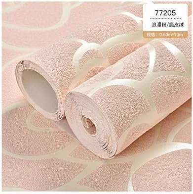 Stereo 3D Background Wall Paper Garden Simple Non-Woven Deerskin Wallpaper Living Room TV Background Roses, Romantic Powder