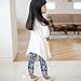 Molil Kids Girls Long Sleeve Irregular Hem Floral Shirt Pants Outfits Set White Large