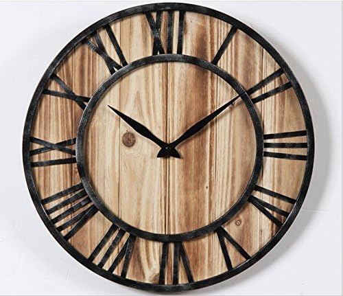 Virgin Forest Farmhouse Rustic Barn Vintage Bronze Metal &amp; Solid Wood Noiseless Big Wall Clock (16-inch)