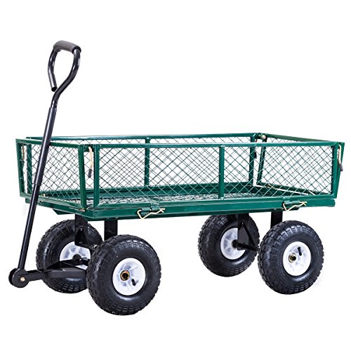 Giantex Cart Garden Utility Cart w/ Padded Handle Removable Sides Heavy-Duty Steel Garden Wagon Cart