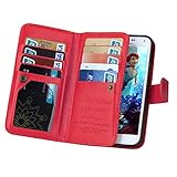 S5 Case, Galaxy S5 Case - Egrace Vintage Classic Wallet Case Hard Shell Skin Case [Stand View] Samsung S5 Premium PU [Wallet Case] Leather Case with Built-in 9 Card Slots Galaxy S5 / Galaxy SV / Galaxy S V (2014) (Red)