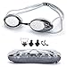 Asehuoz Swimming Goggles Anti Fog Shatterproof UV Protection,No Leaking with Silicone Nose Clip Ear Plugs and Protection Case Swimming Goggles Suit for Men Women Kids (Gray)