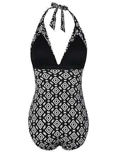 image for Hilor Women's Plunge Deep V Neck One Piece Swimsuit Tummy Control Mono