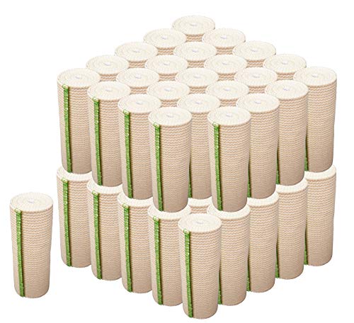 Nexskin (6” Wide, 50 Pack) | Latex Free Organic USA Cotton | Stretch Elastic Athletic/Medical Compression Wrap Hook & Loop Fasteners Both Ends | Lifetime Washable Reusable