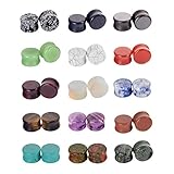 Longbeauty 10Pairs Mixed Stone Saddle Ear Plugs Stretcher Expander Tunnels Ear Gauges Piercing Jewelry 14MM