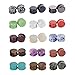 Longbeauty 15 Pair Natural Mix Stone Flared Fresh Tunnels Ear Plugs Expander Piercing Gauges kit 14MM