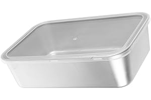 Angoily Rectangular Stainless Steel Tiramisu Baking Pan with Lid, Thickened 22.5x14.5x6.2cm Oven-Safe Cake