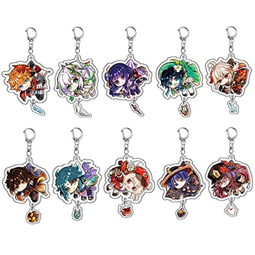 PIGIAOKA Genshin Impact Keychain set 10 Pack