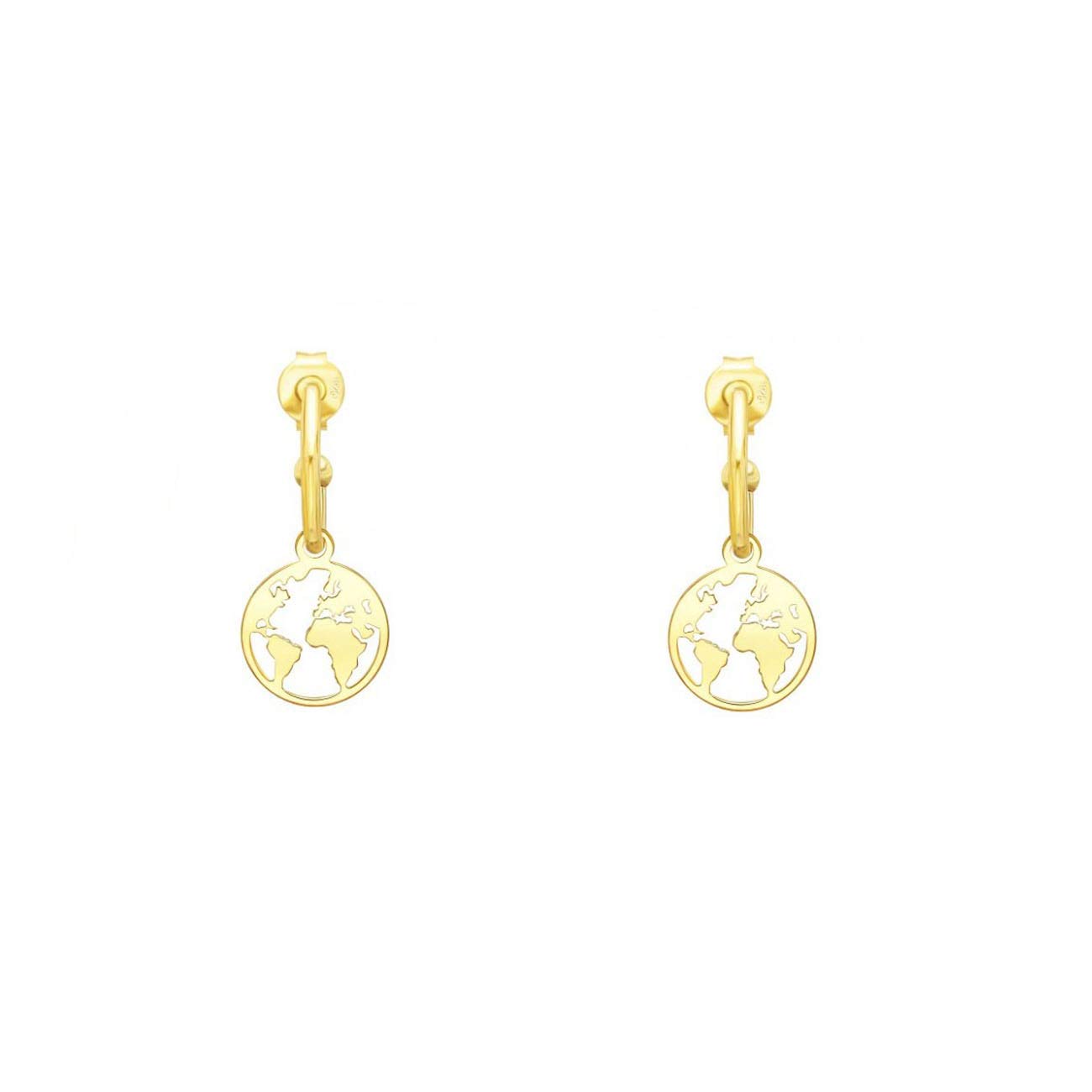 925 Sterling golden Silver The World Girls Earrings