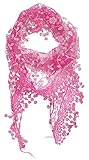 Fanhong Lace Tassel Sheer Burnt-out Floral Print Triangle Mantilla Scarf Shawl Neck Wrap Rose