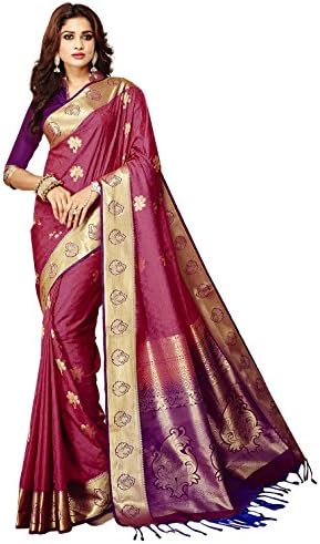 Pink and Purple Color Meghdoot Women's Traditional Woven Art Silk Saree Sari (1001A_RANIxPURPLE_CP2)
