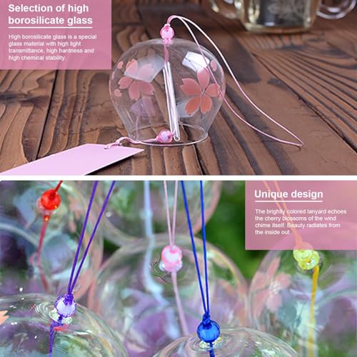 Fahibin 3 Pink Japanese Wind Chimes, Japanese Wind Chimes, Birthday Gift and Home Decoration