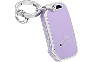 OFFCURVE for Kia Key Fob Cover with Keychain Special Key Fob Case Cover Holder for Kia Kia Rio Optima Soul Sportage Sorento Carens Accessories Smart Keyless Remote Key Protector, Purple