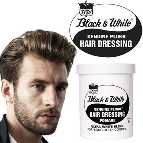 Amazon Com Black White Genuine Pluko Hair Dressing Pomade