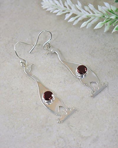 SIVALYA Boho Artisan Handcrafted Red Garnet Earrings in Sterling Silver, Great Gift for Her