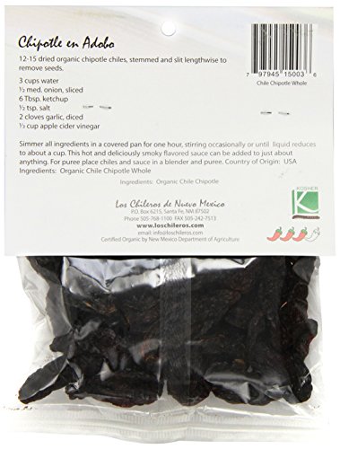 Los Chileros Organic Chile Chipotle Whole (Dried), 2 Ounce Package