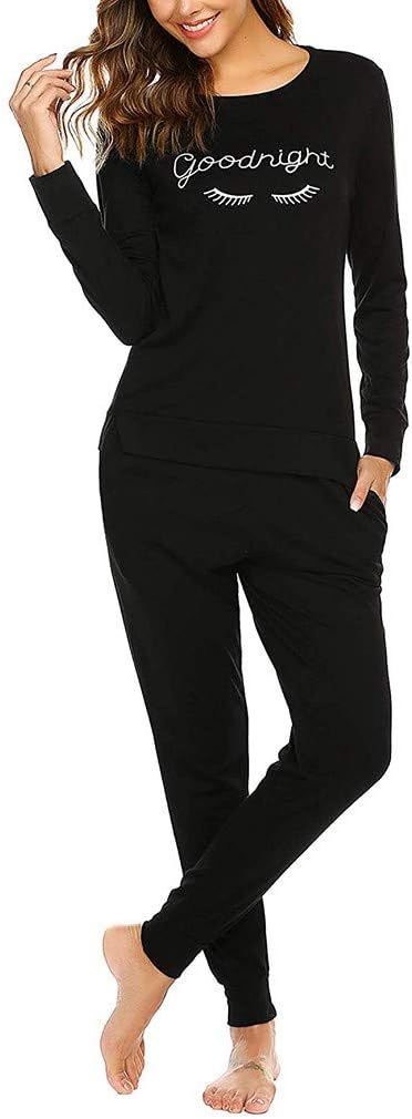 Winsummer Cotton Pajamas for Women Long Sleeve Sleepwear Pjs Sets Cute Shirt and Long Pajama Pants Womens PJ Sets