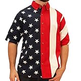 Men's Half Stars Half Stripes American Flag Woven Polo Shirt
