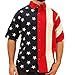 Men's Half Stars Half Stripes American Flag Woven Polo Shirt