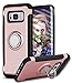 Galaxy S8 Plus Case,DAUPIN 360 Rotating Ring Grip Holder Stand Metal Patch Shock-Absorption Drop-Protection Hard PC Shell Soft TPU for S8+/s8 plus-Rose Gold…