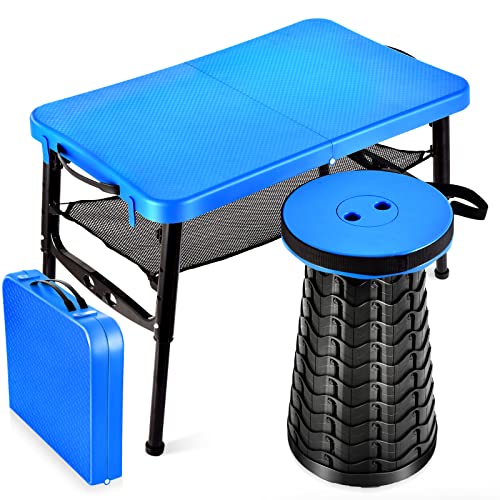 KPR Retractable Folding Table and Stool Set,Portable Camping Foldable