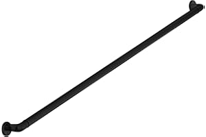 MERANTI HOME + GARDEN Meranti Aluminum Handrail for Stairs - ADA Compliant Wall Returns - Handrails for Indoor Stairs - Metal Handrail, Powder Coated for Outdoor Environment, DIY Handrail Kit (WHR, Black Textured, 4' L)