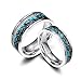 TIGRADE 6mm 8mm Titanium Rings Turquoise Imitated Meteorite Inlaid Wedding Band Size 6-12