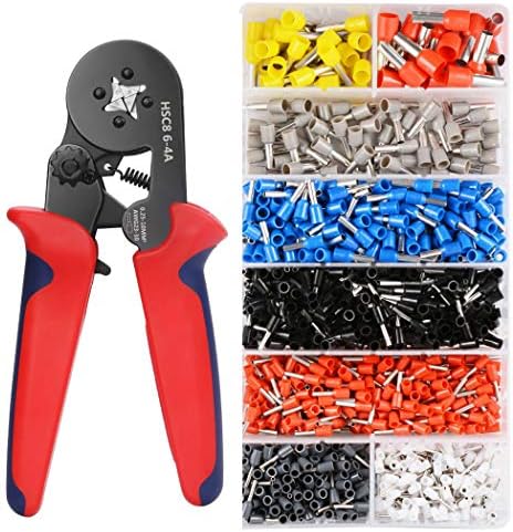 Wire Terminal Crimping Tool-AWG23-7/Capacity0.25-10mm² Self-adjustable Ratchet Wire Crimping Tools 1200 Wire Terminal Crimp Connector Insulated and Uninsulated Wire End Ferrules