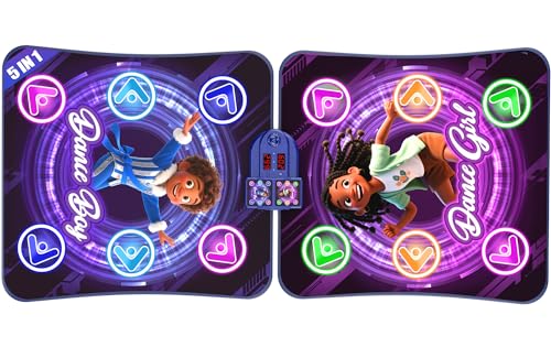 2-Player Electronic LED Light Dance Mat, Music Dance Toy with 5 Modes, Develops Hand-Eye Coordination, Challenge Game for Single or Double Players, Christmas Dance Mat Toy for Boys & Girls Ages 3-12