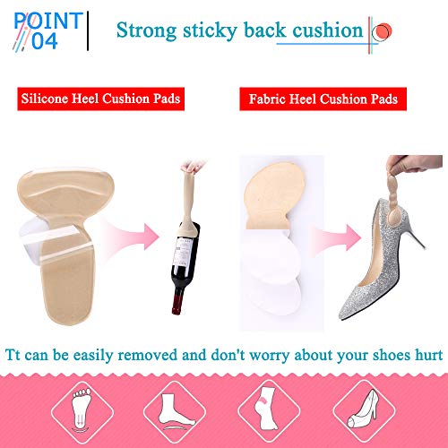 Silica Gel & Fabric Heel Cushion Inserts -Heel Grips & Shoe Inserts for Men's and Women's Loose Shoes, Shoe Pads for Shoes Too Big, Blister Prevention,Non Slip Back of Heel Liners, 4 Pairs (Khaki)