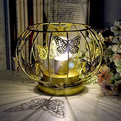 SXFYHXY Night Light Iron Butterfly Decoration LED Table Lamp for Bedroom Living Room Cafe Hall Lighting,Gold,190×130mm