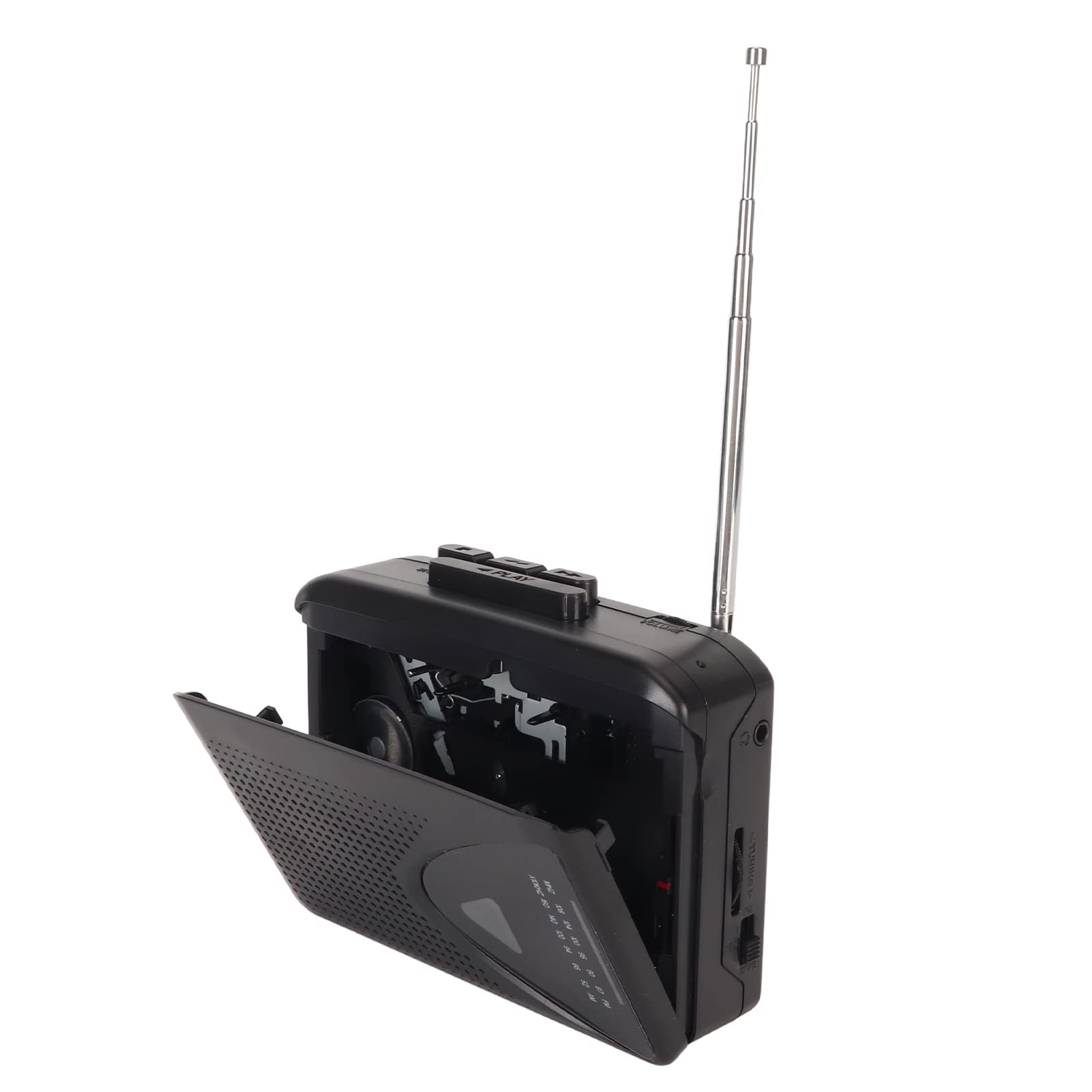 Portable Cassette Player, Standalone USB Cassette to MP3 Converter with 3.5mm Jack and Speaker, Support Manual Adjustment to Search Channels (Black)