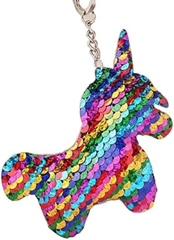 CrownOfRibbons Unicorn Keyring, Sparkly, Keychain, Car Keyring, House Keys, Rainbow, M