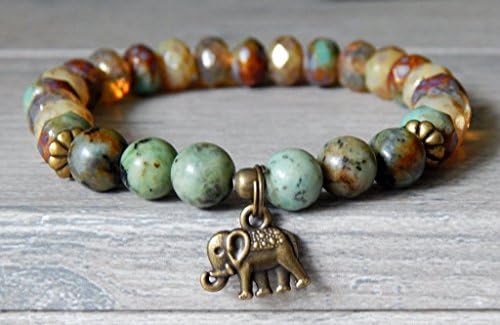 Elephant Ganesha Charm Success Hindu Yoga Beaded Boho Bracelet Ganesh Jewelry