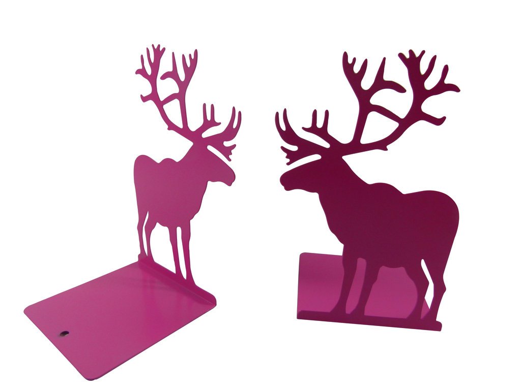 A Pair of Metal Sheet Reindeer Bookends Book Stand - Pink