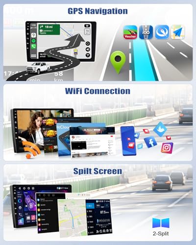 CAMECHO [4+64G] Android 15 Carplay Car Radio for Renault Trafic 3 2014-2021/Opel Vivaro B 2014-2018, Nav Carplay Android Auto, 9'' Touch Screen Bluetooth Radio Link Mirror WiFi FM/RDS EQ+Camera