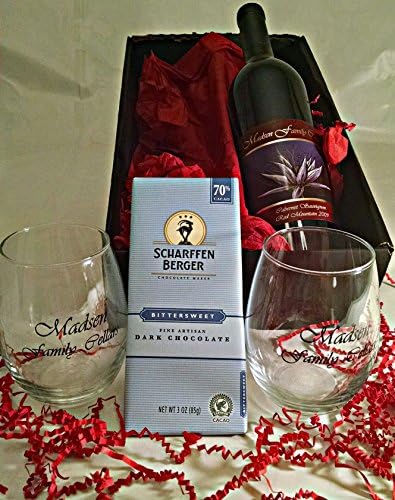 Madsen Family Cellars Cabernet Sauvignon Scharffen Berger Chocolate Gift Set with 2 Wine Glasses, 1 x 750 mL