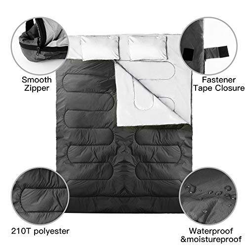 image for IDEALHOUSE Sleeping Bag, Lightweight Backpacking 2 Person Sleeping Bag