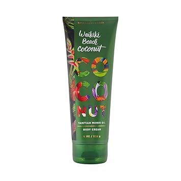 Bath Body Works Waikiki Beach Coconut Tahitian Monoi Oil Body Cream 8 Ounce Green