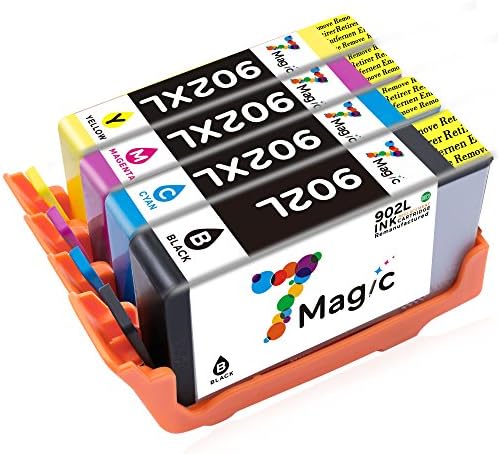 7Magic Compatible Replacement for HP 902XL 902 Ink Cartridge for use in HP OfficeJet Pro 6978 6968 6954 6978 6970 6975 6962 Printer (1 Black, 1 Cyan, 1 Magenta, 1 Yellow)