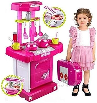 MWT TOYZ Luxury Battery Operated Kitchen Set with Lights, Sound and Carry Case, Kitchen Playset for Kids