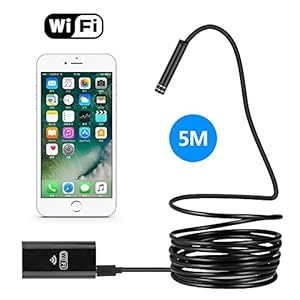 Eocean Wireless Endoscope, 5 Meters WiFi Borescope Inspection Camera, Waterproof Endoscope 2 Megapixels HD Camera for iOS, Android, Windows and Mac, iPhone, Samsung Smartphone, Laptop, Tablet