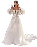 SEIM Womens White Elegant Beach Wedding Dresses