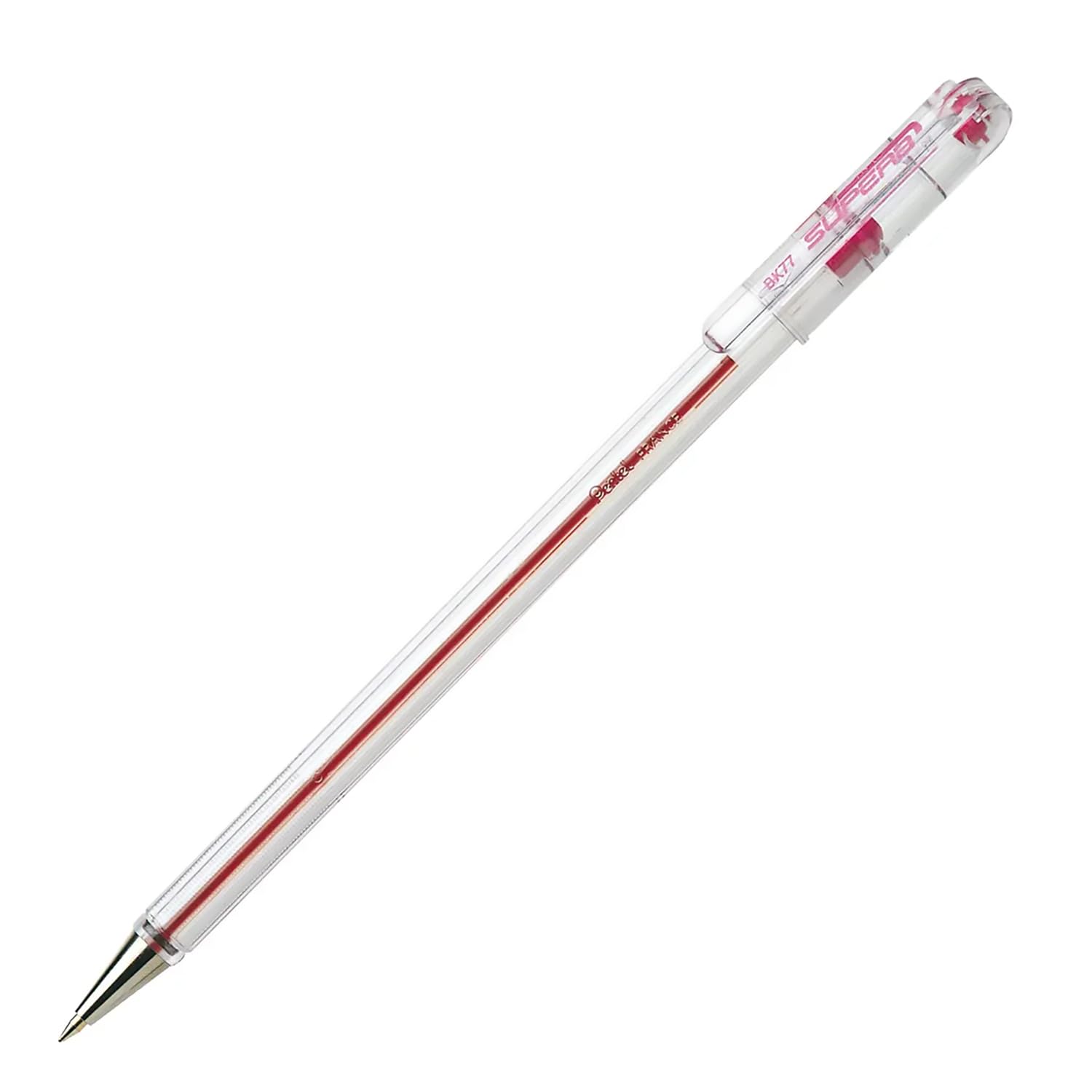 Pentel 0.7 mm Oil Based Ink Slim Barrel Superb Ballpoint Pen - Red (Pack of 12 Pens)