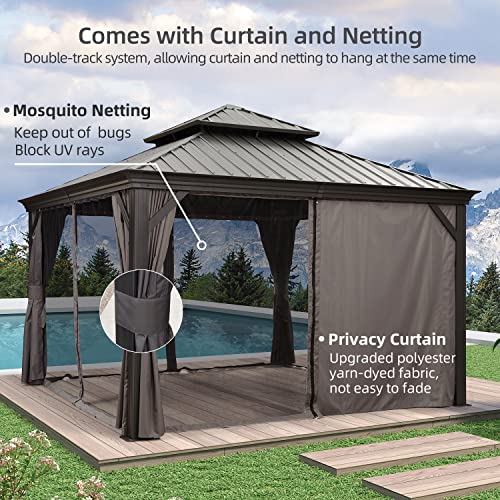 PURPLE LEAF 12'x12' Hardtop Gazebo with Galvanized Steel Roof, Gray image 30